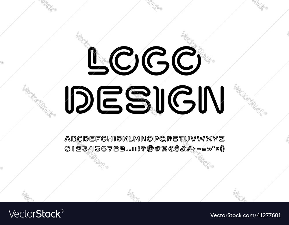 Digital alphabet font from thick segment line vector image Digital alphabet font from thick segment line