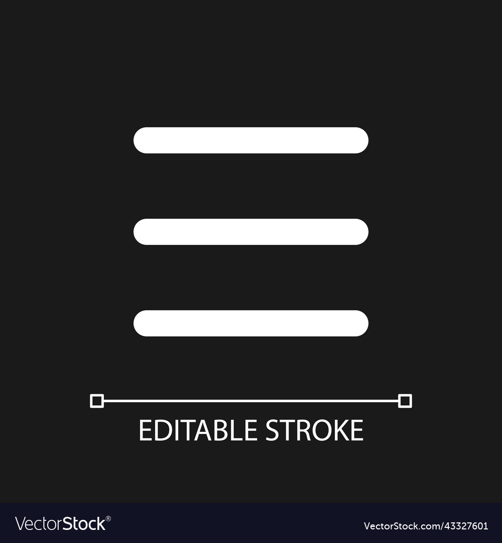 Hamburger like menu pixel perfect white linear ui vector image Hamburger like menu pixel perfect white linear ui