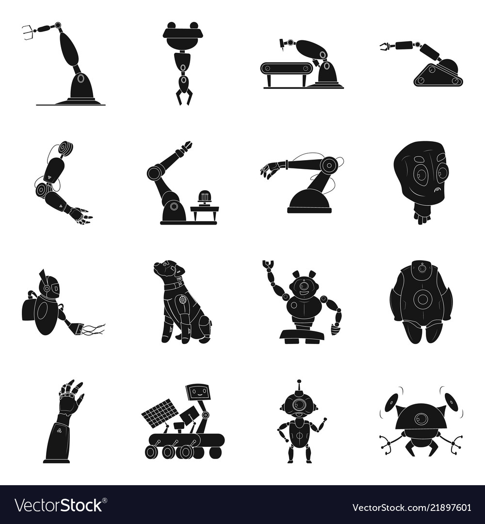 Isolated object of robot and factory icon vector image Isolated object of robot and factory icon