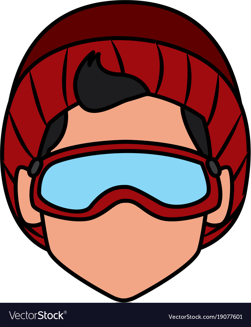 Man with winter googles face