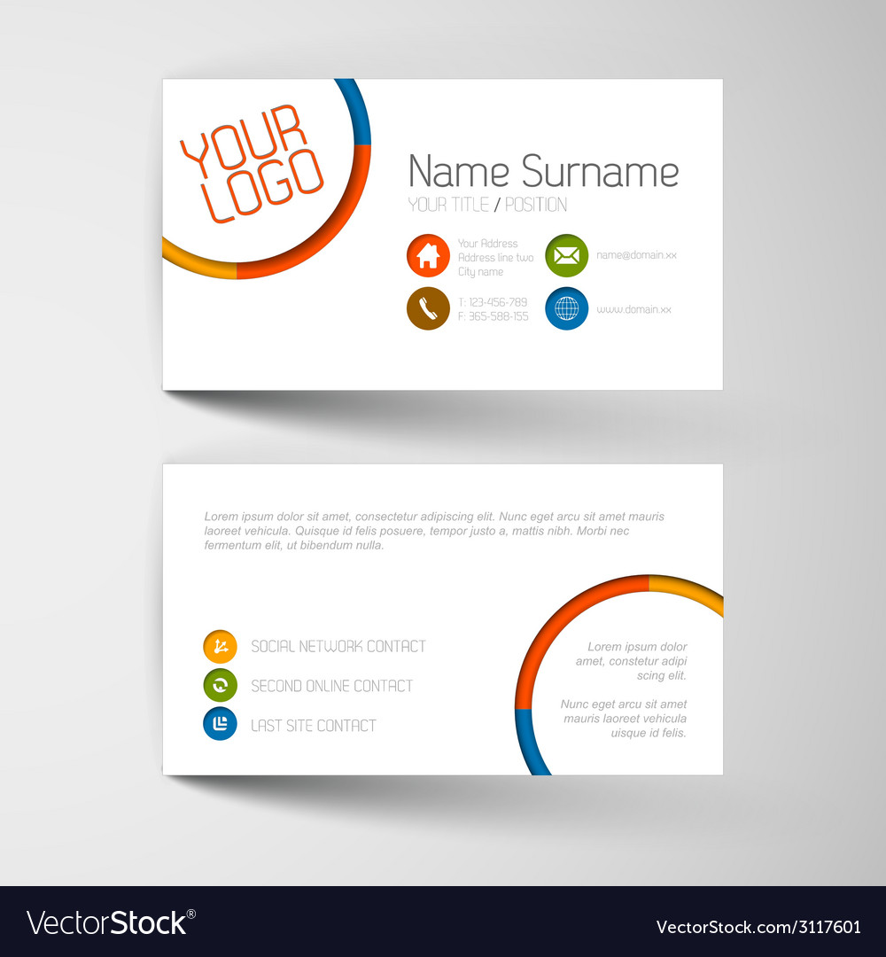 Modern business card template with flat user