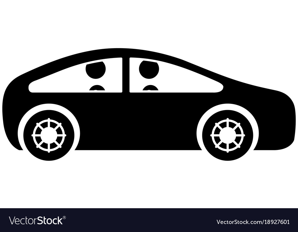 Modern Car With Driver Silhouette Royalty Free Vector Image