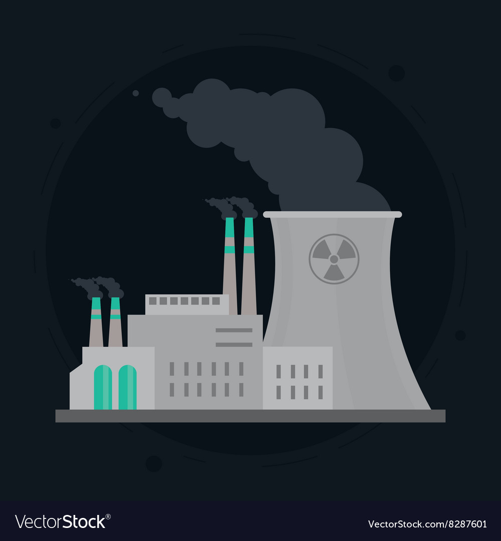 Nuclear plant in colorful design Royalty Free Vector Image