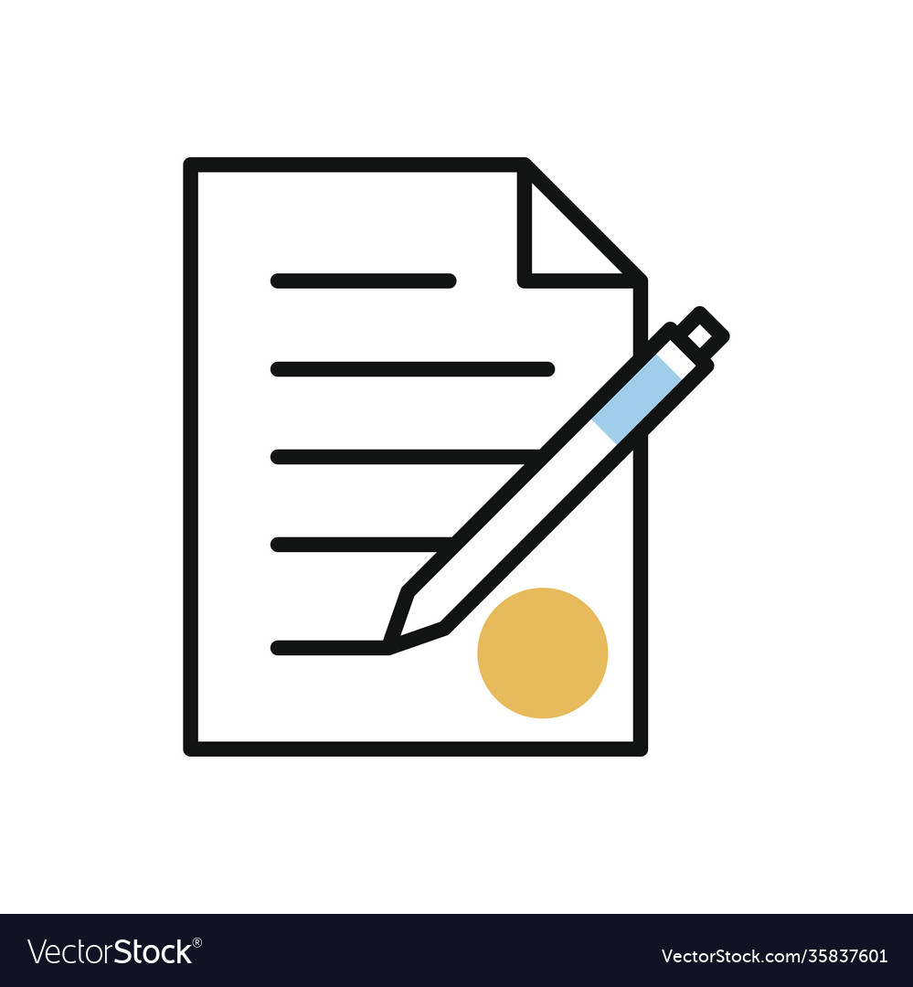Paper document with pen line and fill style icon