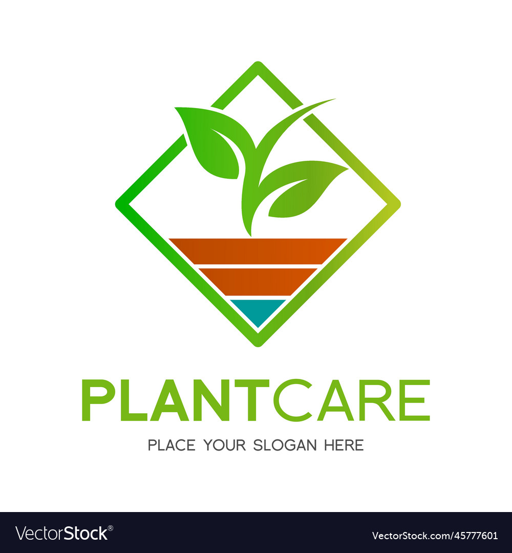 Plant care with leaf logo template this graphic