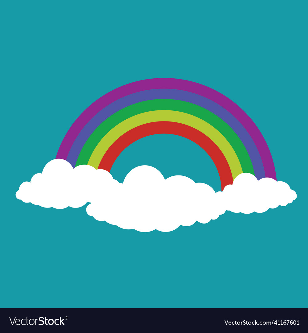 Rainbow with clouds icon isolated on background Vector Image Rainbow with clouds icon isolated on background