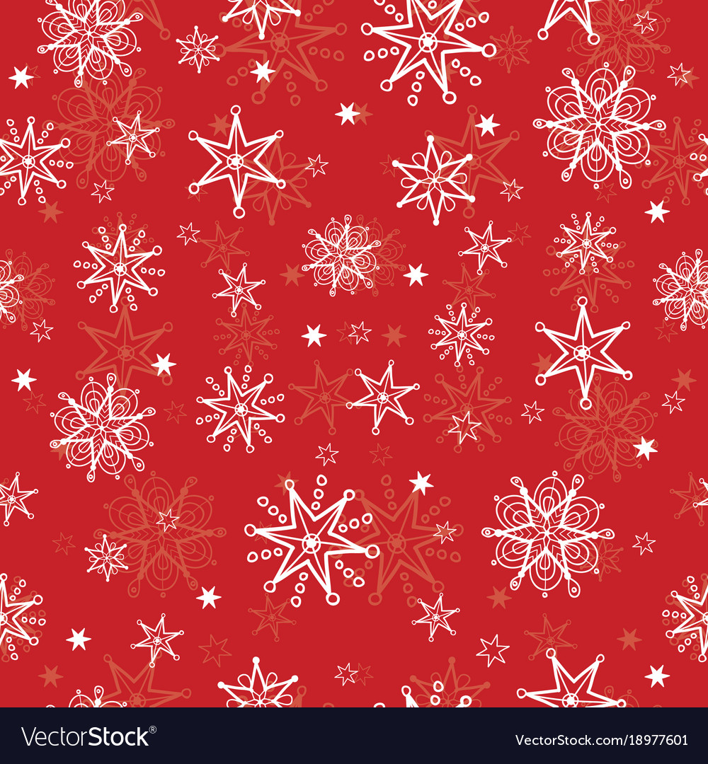 Red Snowflakes Repeat Pattern