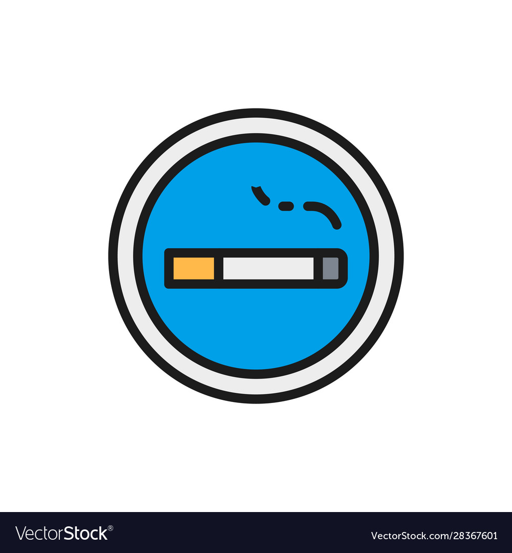 Sign smoking area flat color line icon isolated