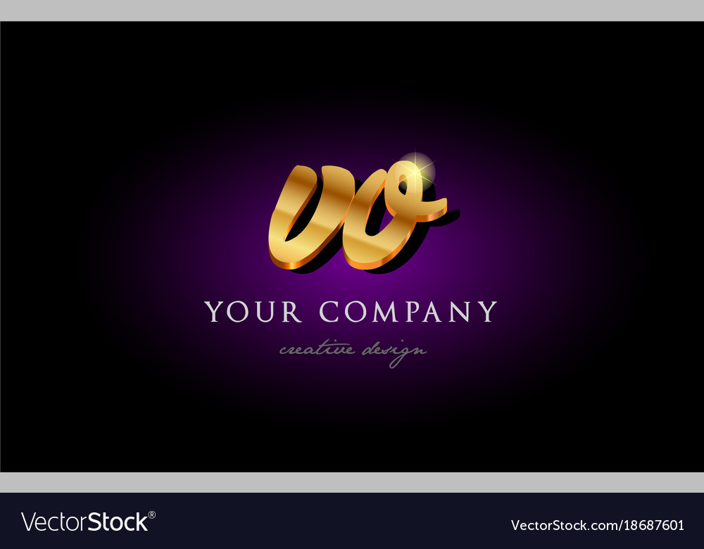 Vo v o 3d gold golden alphabet letter metal logo Vector Image