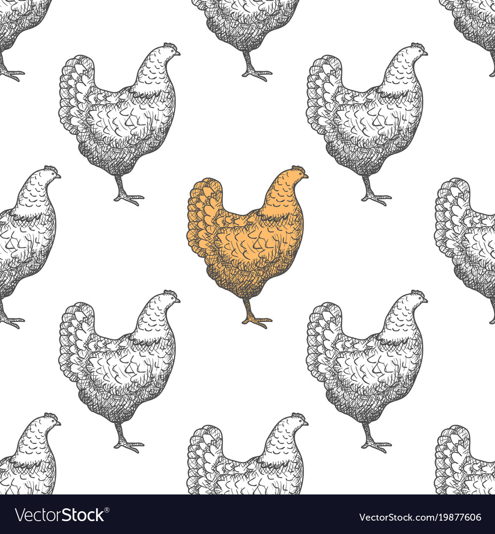 Chicken vintage engraved seamless pattern Vector Image