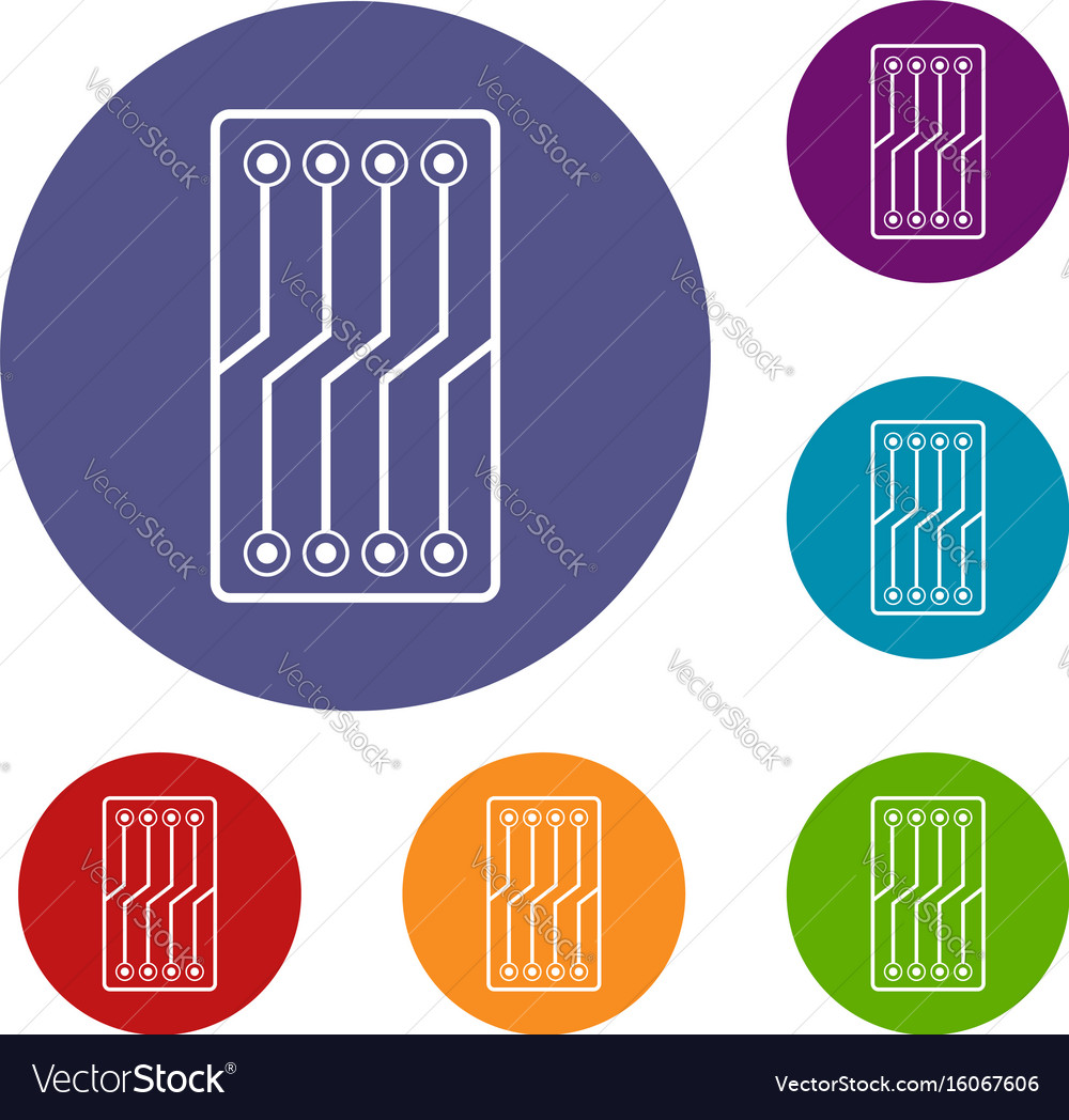 Circuit board icons set Royalty Free Vector Image
