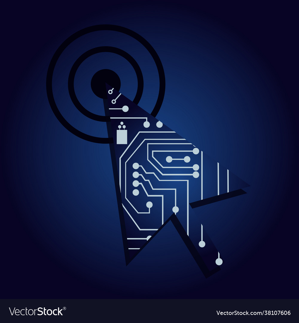 Click computer arrow with electronic circuit