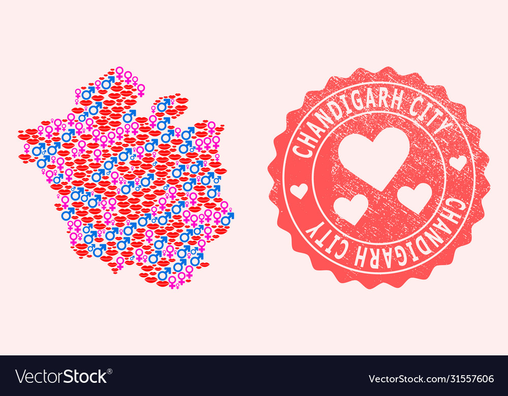 Composition sexy smile map chandigarh city Vector Image Composition sexy smile map chandigarh city