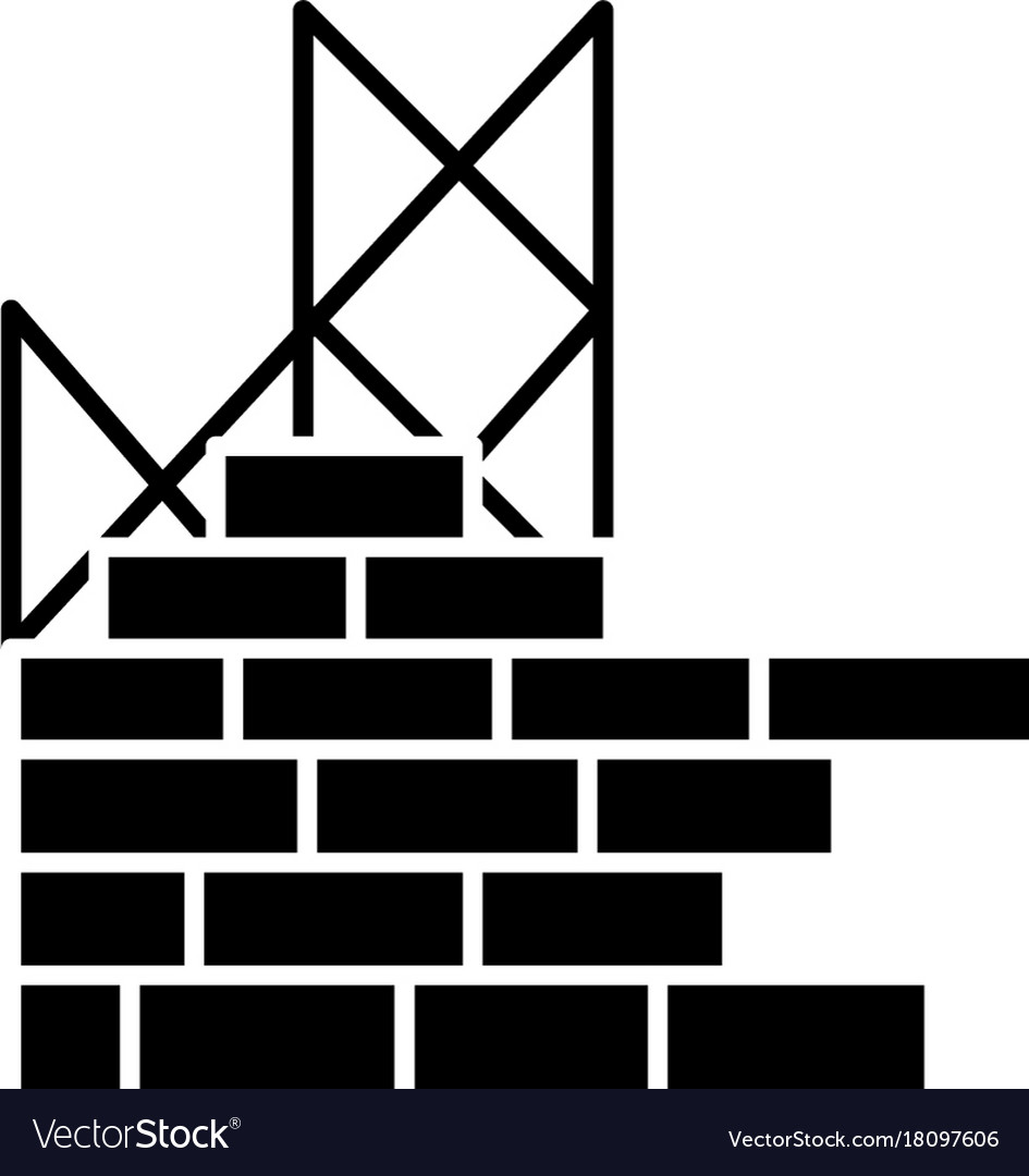 Construction building brick wall icon Royalty Free Vector