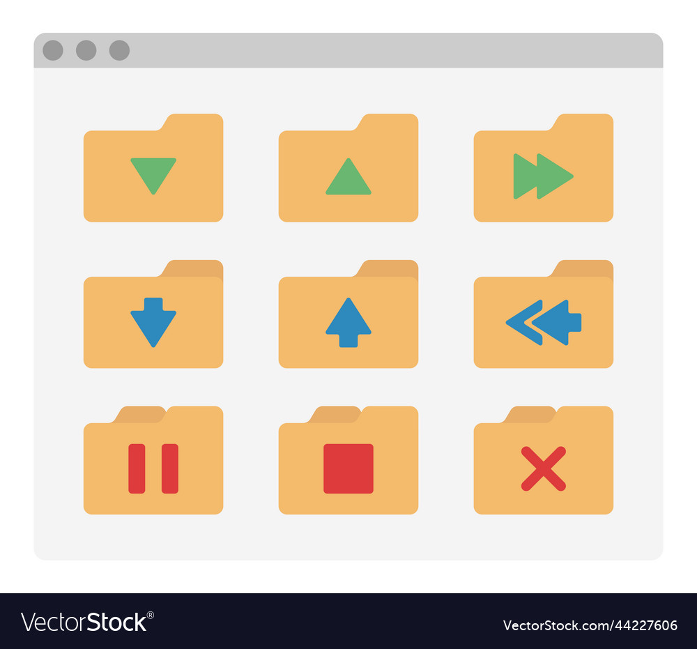 Desktop Interface Window With Folders Arrows Vector Image