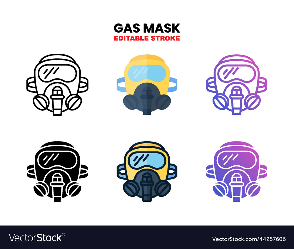 Gas mask icon set with different styles vector image Gas mask icon set with different styles