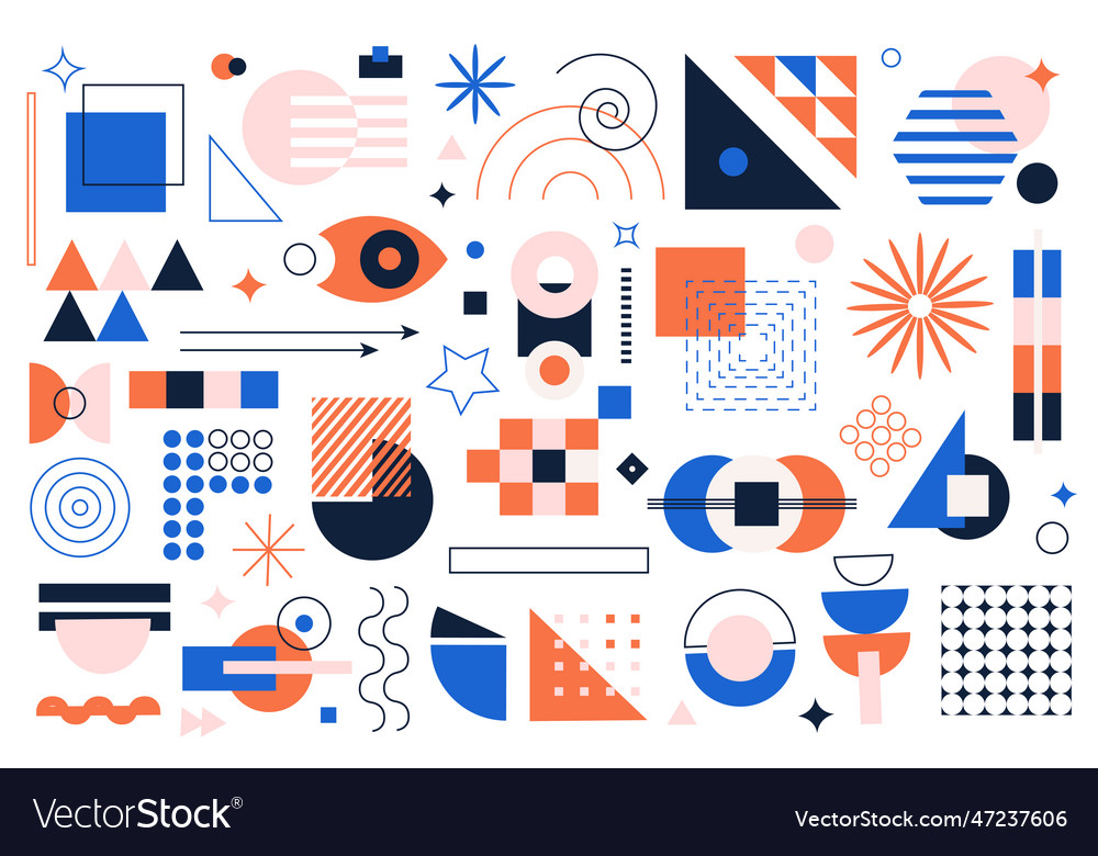 Geometric shapes mega set graphic elements in flat