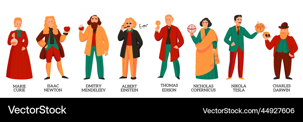 Great scientists set Royalty Free Vector Image