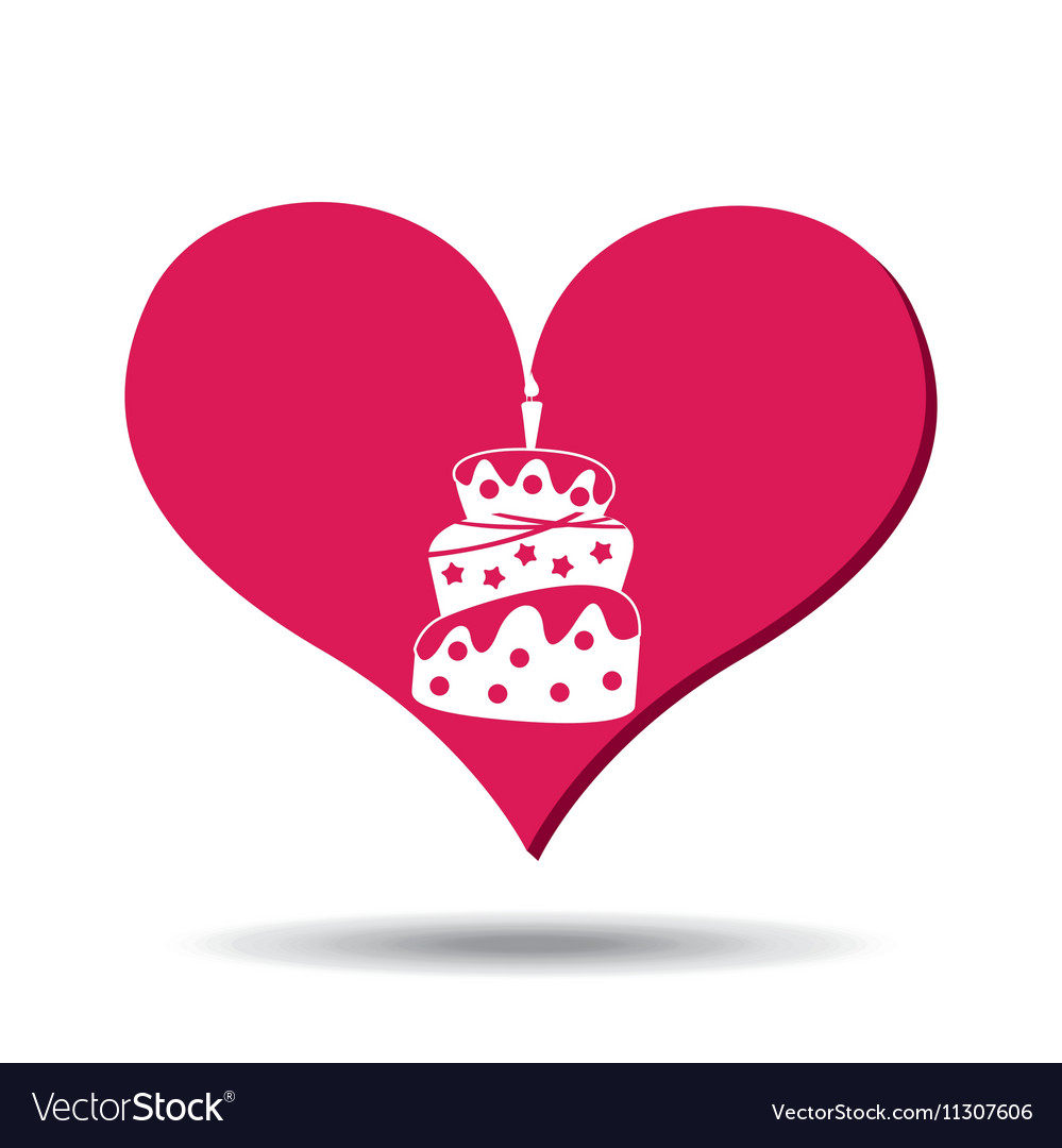 Heart red cartoon cake candle icon design