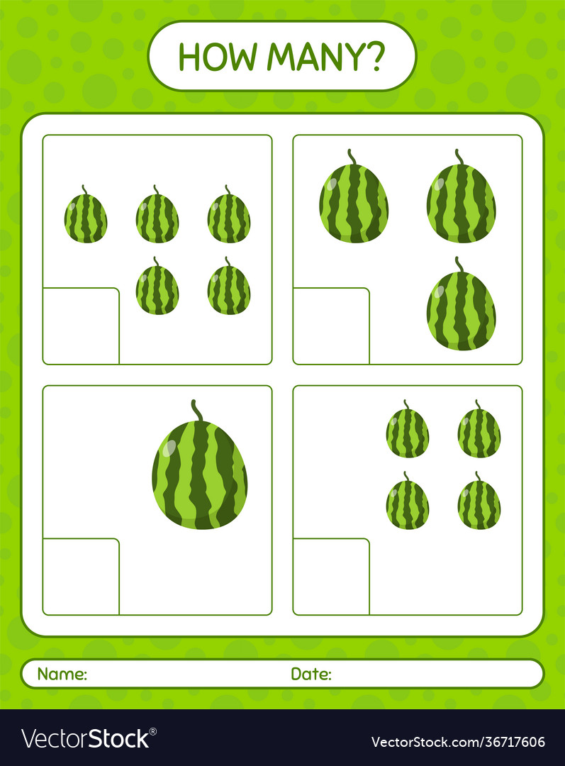 How many counting game with watermelon worksheet