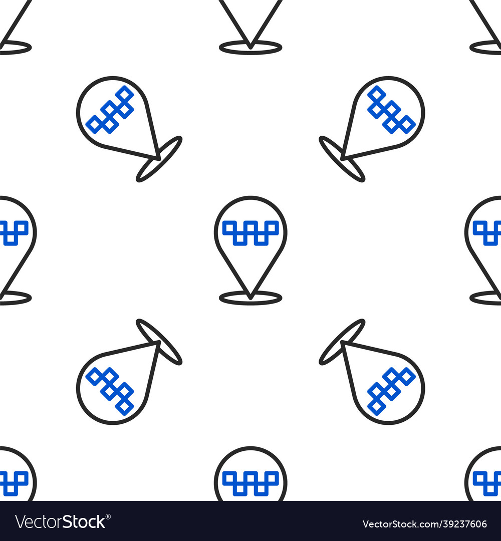 Line map pointer with taxi icon isolated seamless vector image Line map pointer with taxi icon isolated seamless