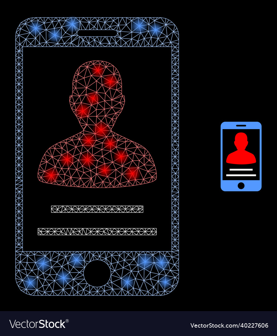 Mesh web mobile person contact with shiny vector image Mesh web mobile person contact with shiny