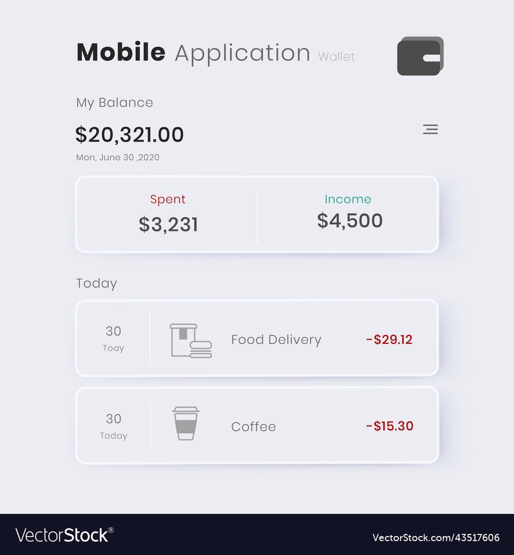 Mobile application with unresolved payments Vector Image Mobile application with unresolved payments