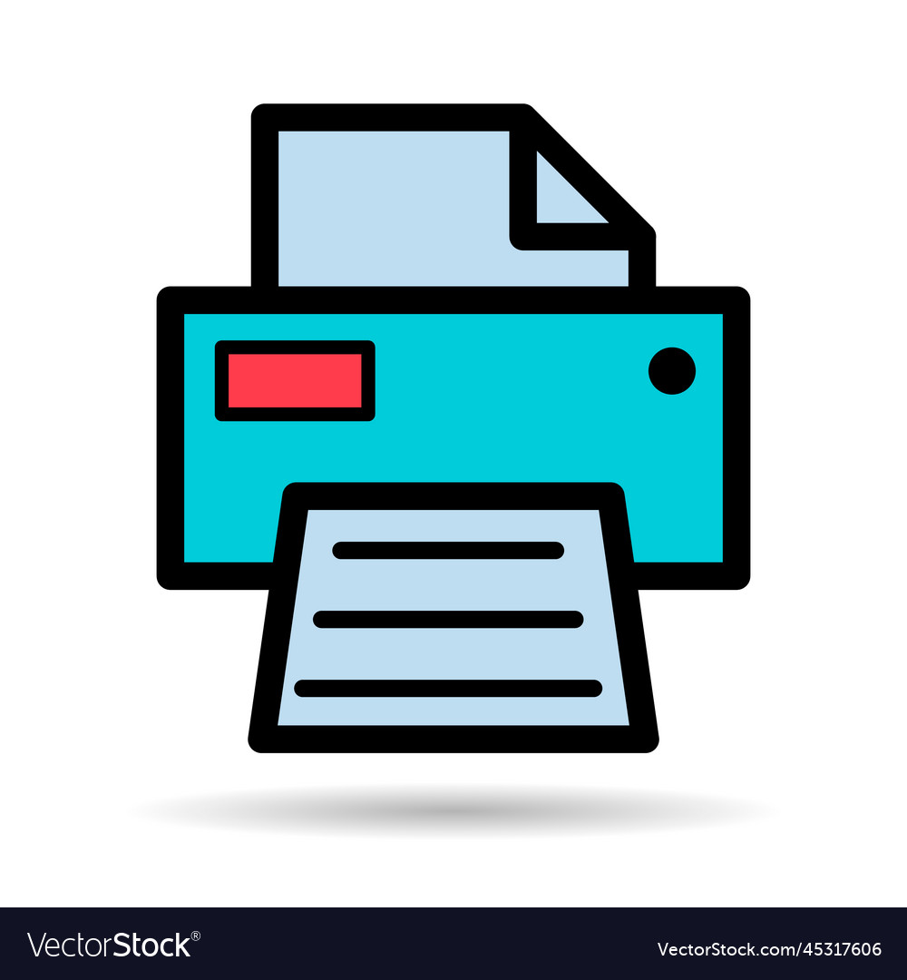 Printer document web shadow icon printout machine vector image Printer document web shadow icon printout machine