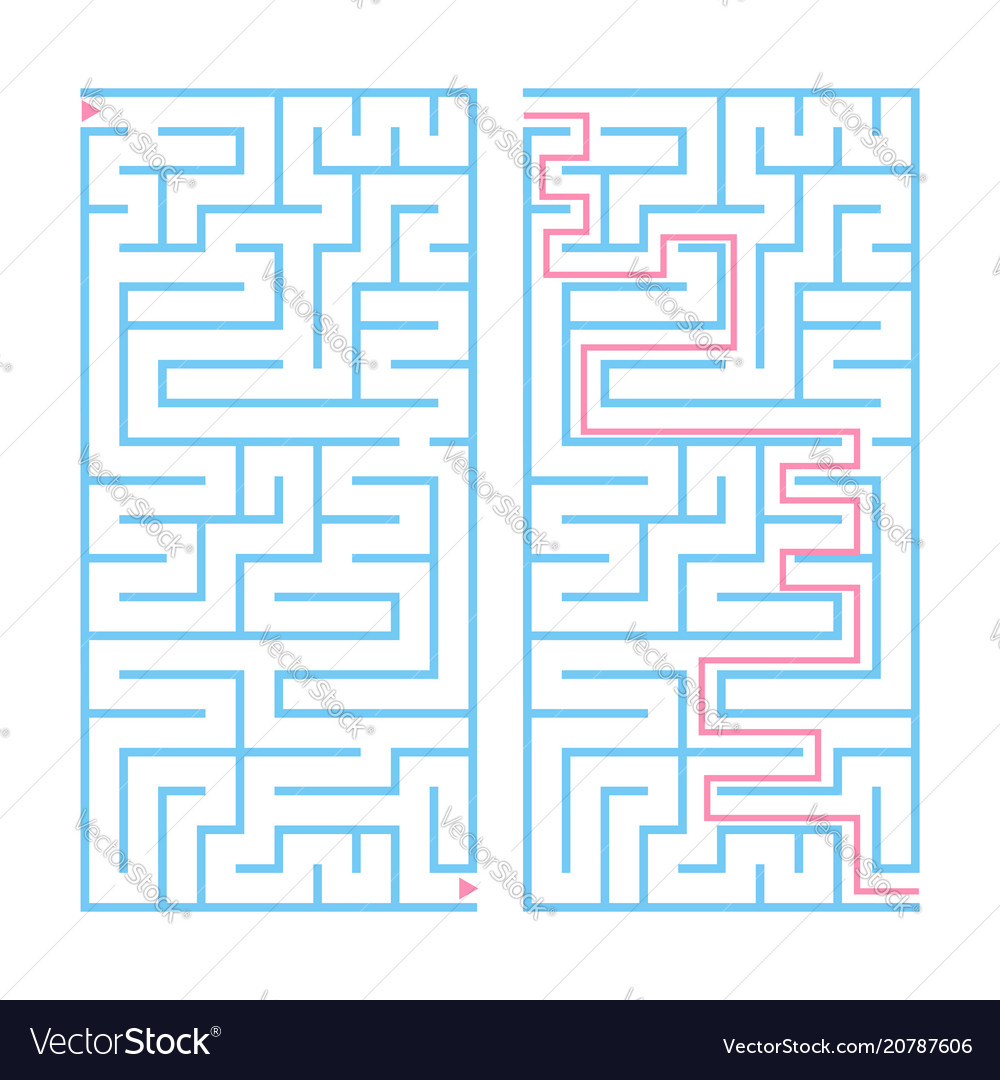 Rectangular color labyrinth with the answer Vector Image Rectangular color labyrinth with the answer