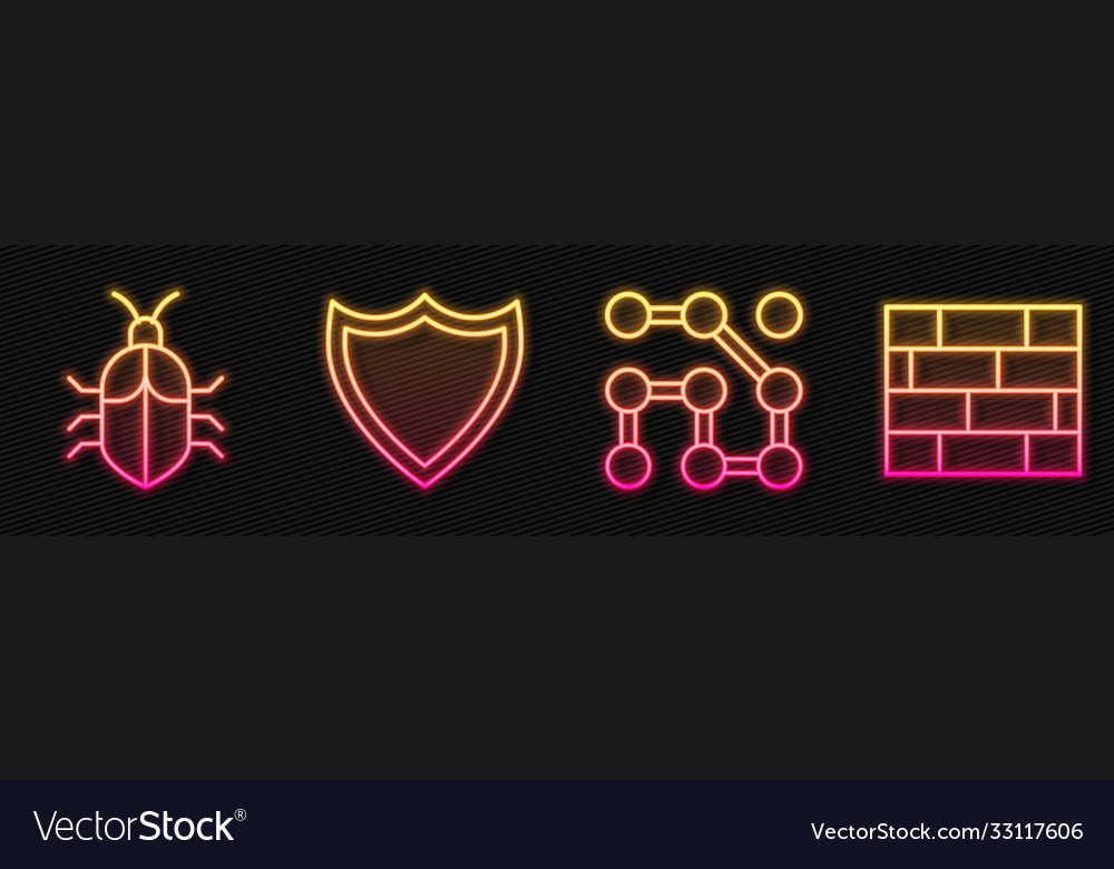 Set line graphic password protection system bug vector image Set line graphic password protection system bug