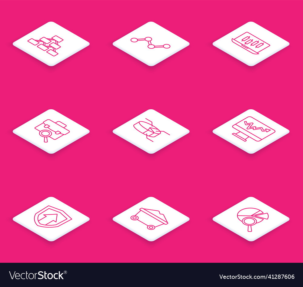 Set line hierarchy organogram graph chart vector image Set line hierarchy organogram graph chart