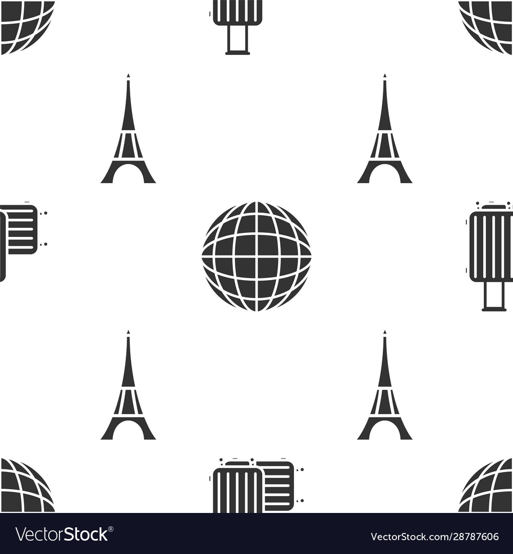 Set Koffer für Reise Erdkugel und Eiffel