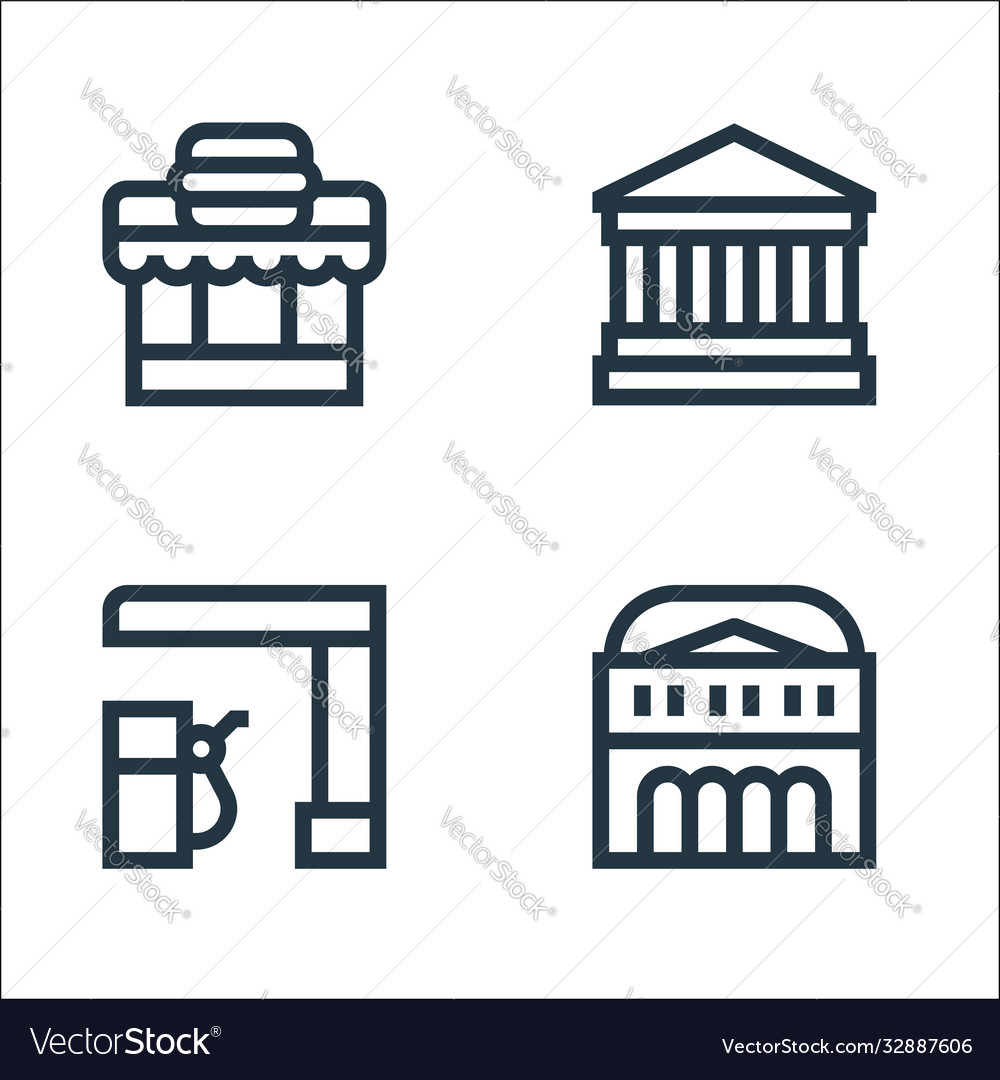 Urban building line icons linear set quality