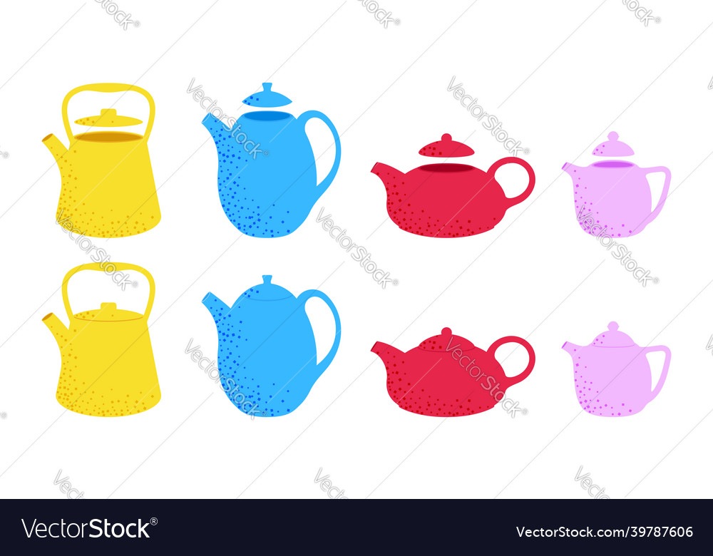 Vintage teapots set flat kettels Royalty Free Vector Image