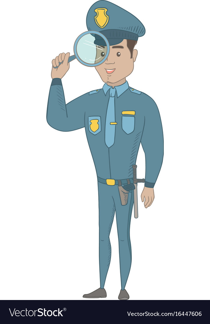 Young hispanic detective with magnifying glass