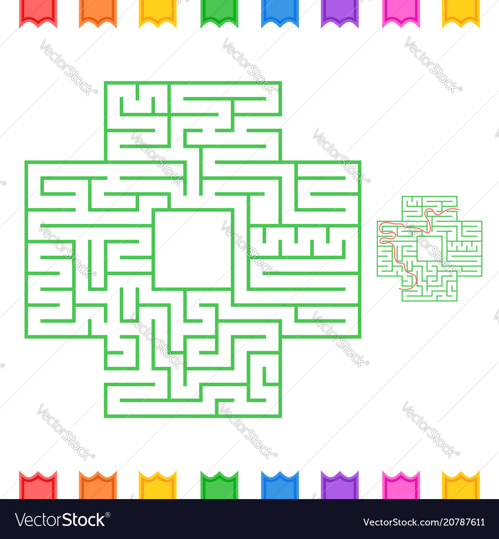 Abstract square isolated labyrinth green color