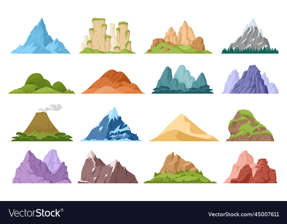 Cartoon Berggipfel und schneebedeckte Berge