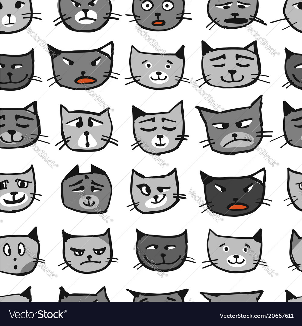 Cat faces seamless pattern for your design