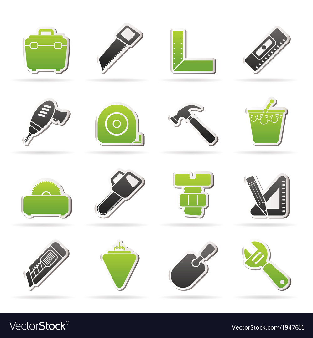 Construction objects and tools icons