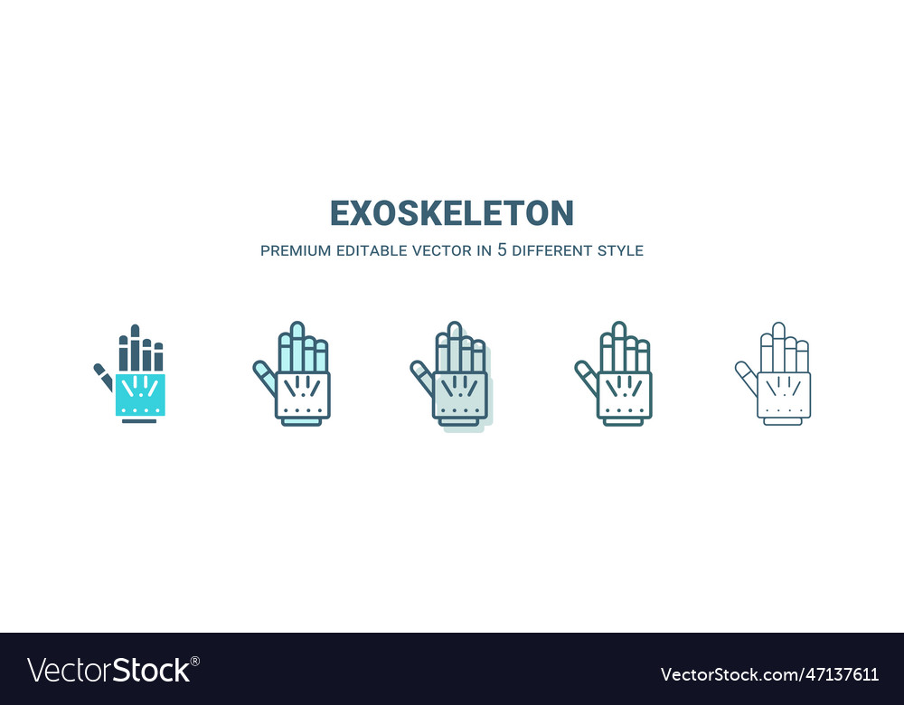 Exoskeleton icon in 5 different style outline