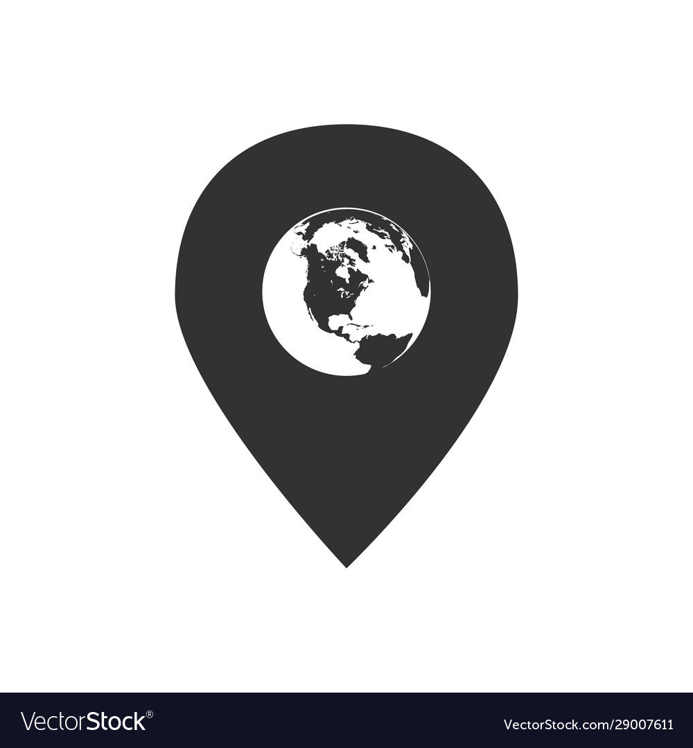 Globe innerhalb Pin Icon weltweiter Kartenzeiger isoliert