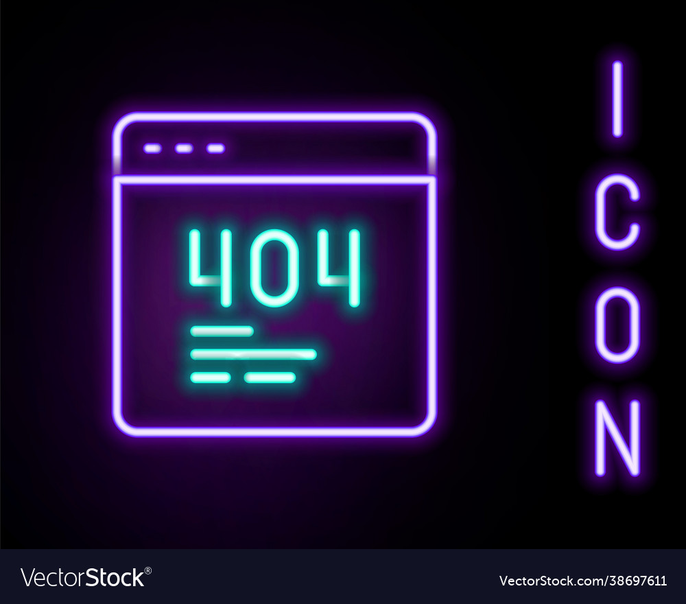Glowing neon line page with a 404 error icon