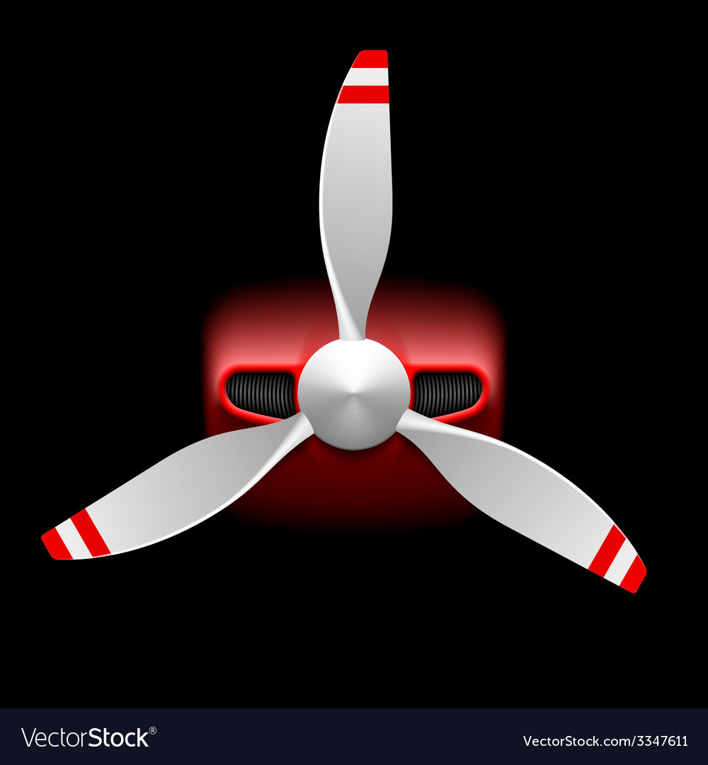 Light airplane with propeller on black Royalty Free Vector