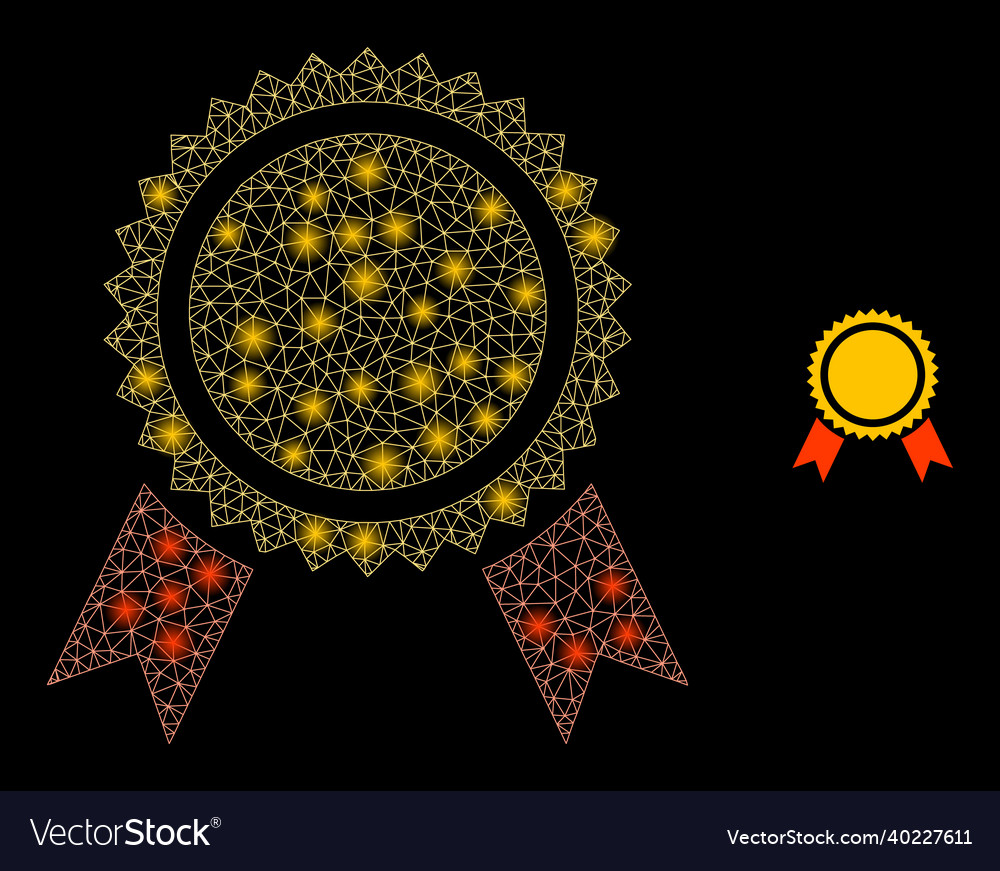 Mesh web prize seal with illumitated vector image Mesh web prize seal with illumitated