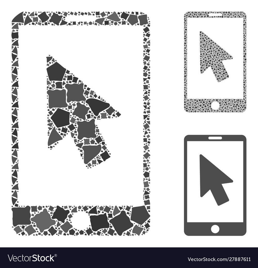 Mobile arrow pointer mosaic icon unequal items vector image Mobile arrow pointer mosaic icon unequal items