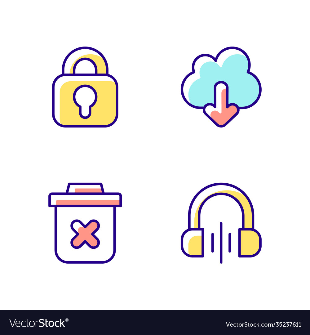 Modern interface rgb color icons set vector image Modern interface rgb color icons set