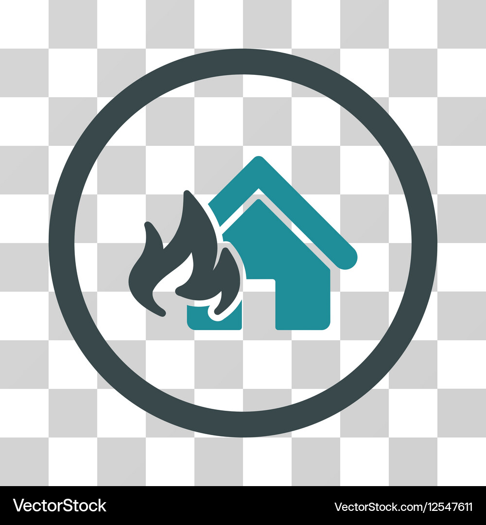 Realty fire damage flat rounded icon Royalty Free Vector