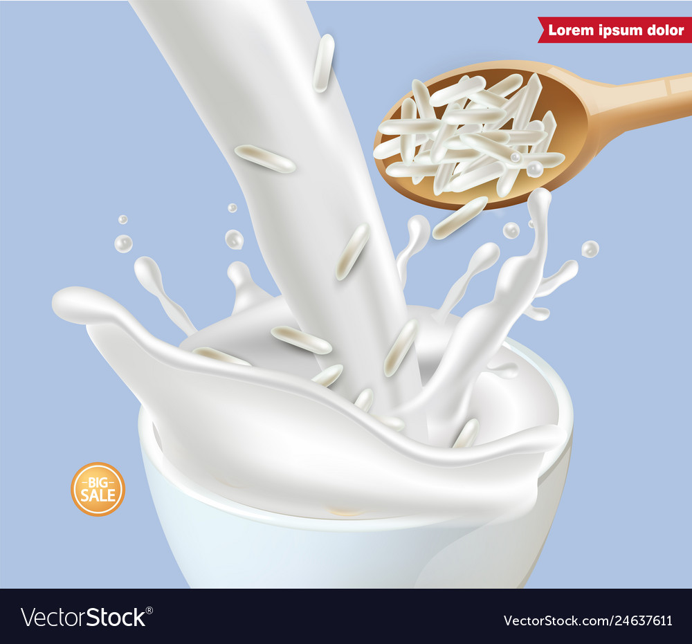 Rice milk pouring realistic detailed