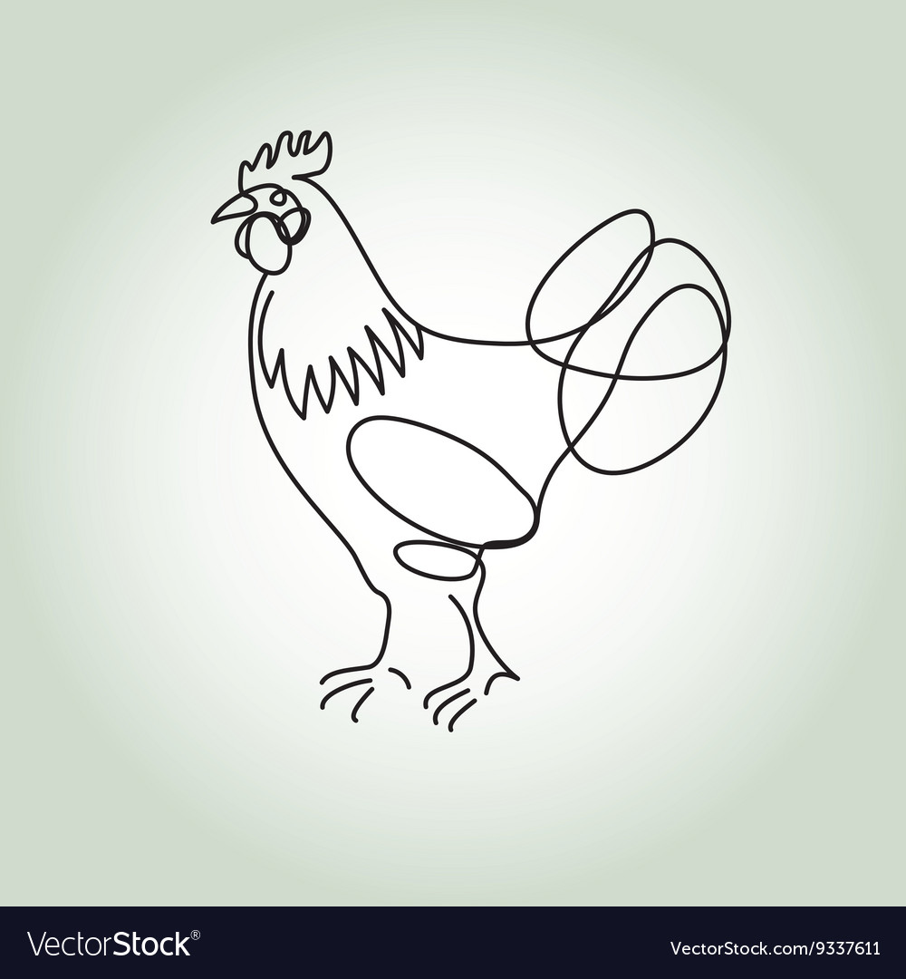 Rooster in minimal line style Royalty Free Vector Image