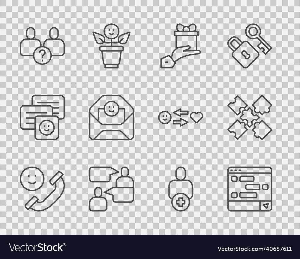 Set line incoming call on mobile chat messages vector image Set line incoming call on mobile chat messages